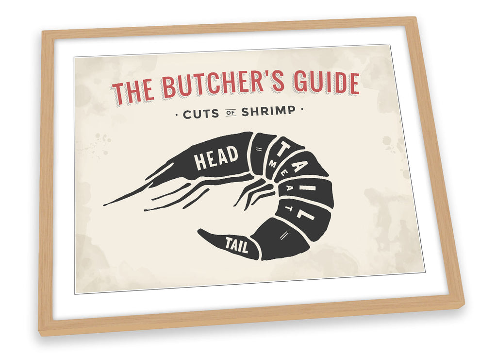 The Butcher's Cuts Guide Shrimp Beige Framed