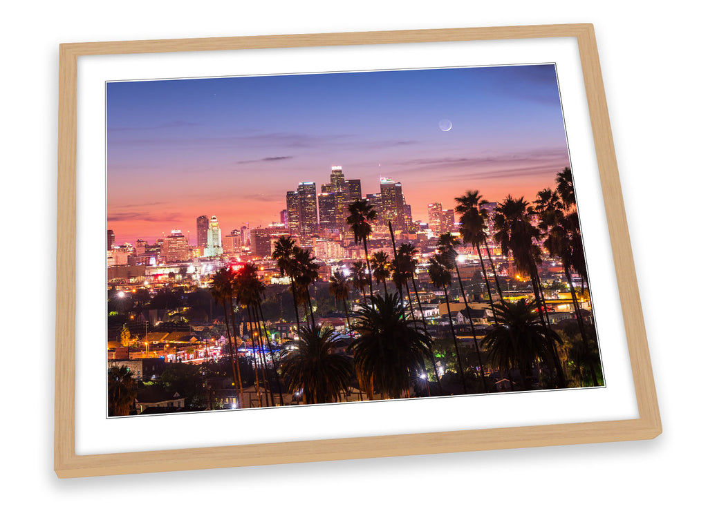 Los Angeles Palm Trees Multi-Coloured Framed