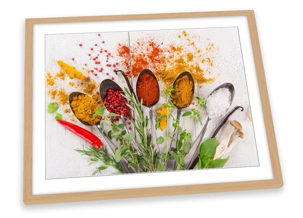 Kitchen Spoon Floral Spices Framed