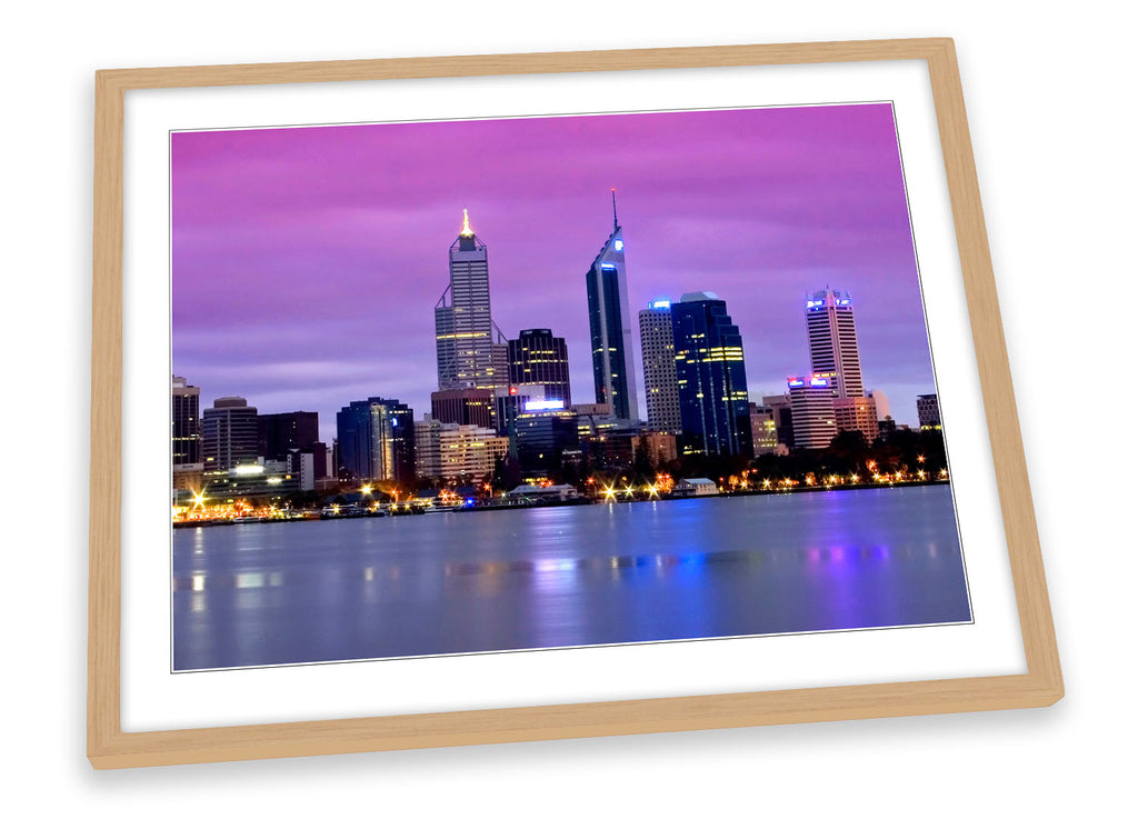 Perth City Skyline Australia Framed