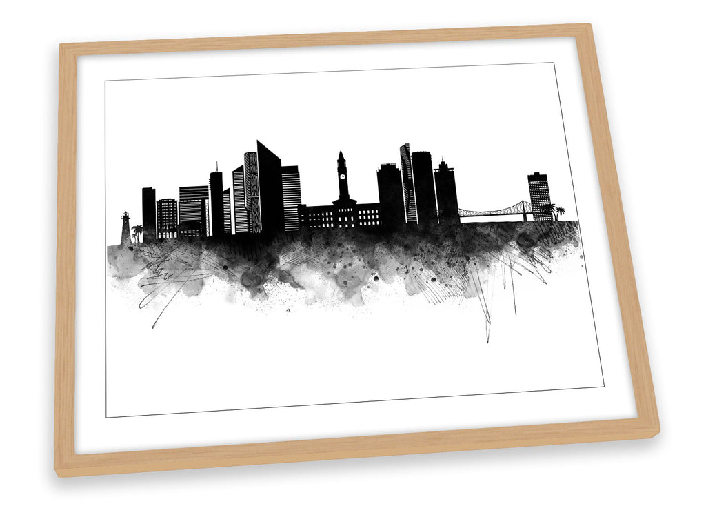 Brisbane Abstract City Skyline Black Framed