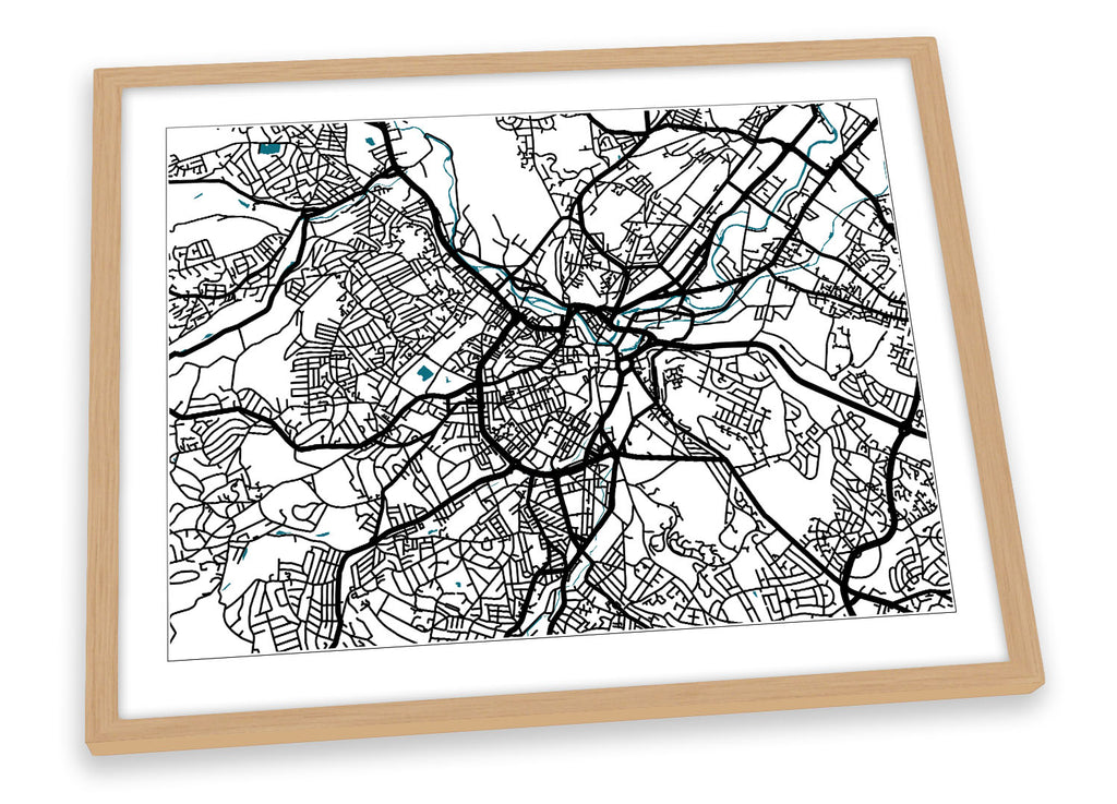 Sheffield Map City Minimalistic Modern Framed