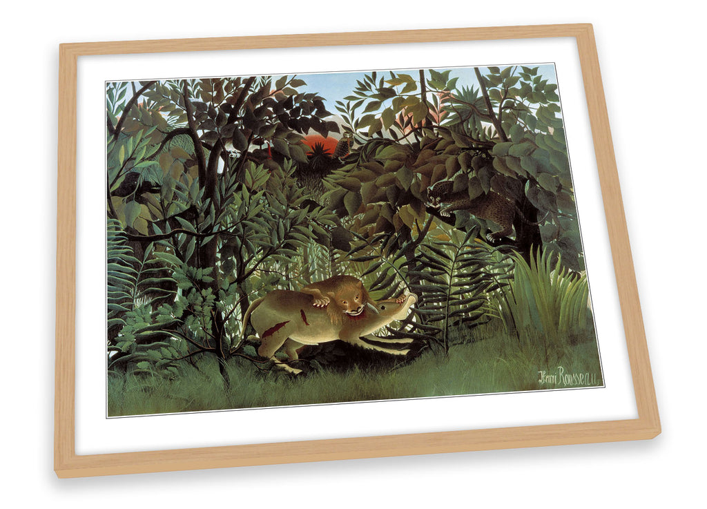 Henri Rousseau Hungry Lion and Antelope Framed