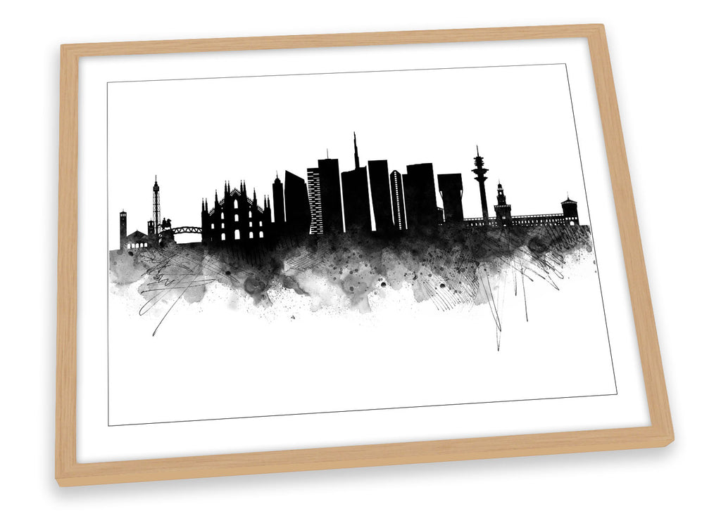 Milan Abstract City Skyline Black Framed