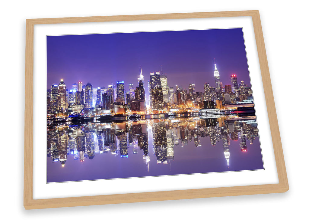 New York City Skyline Purple Framed