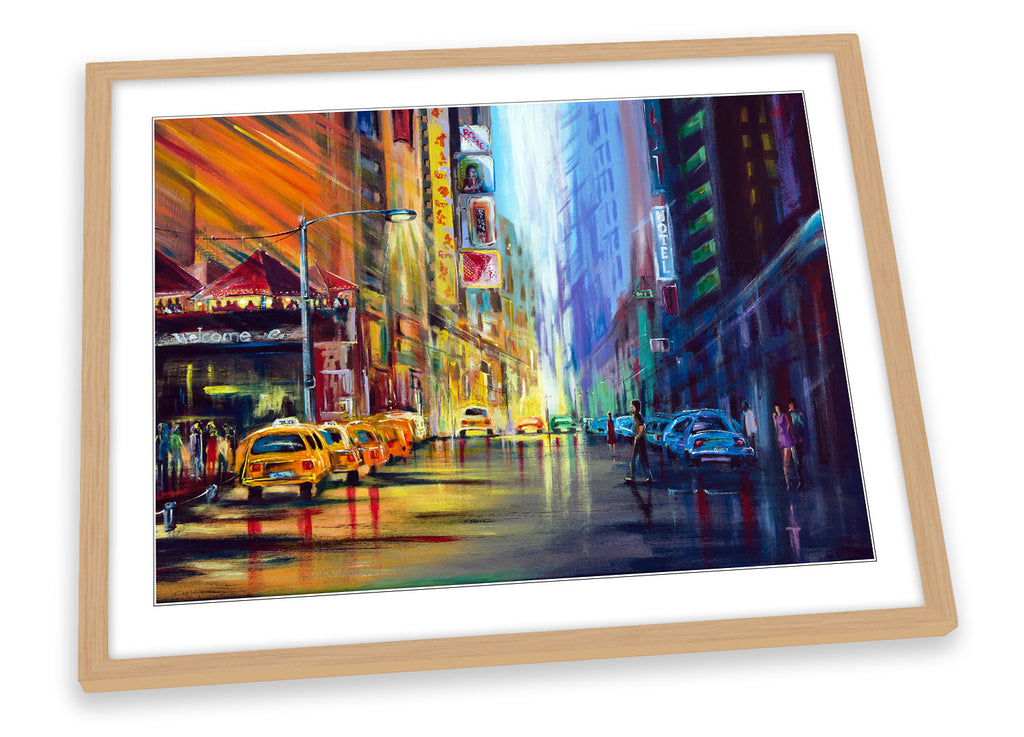 New York City Street Scene Multi-Coloured Framed