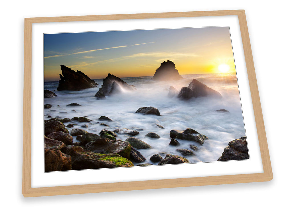 Sunset Seascape Coast Beach Framed