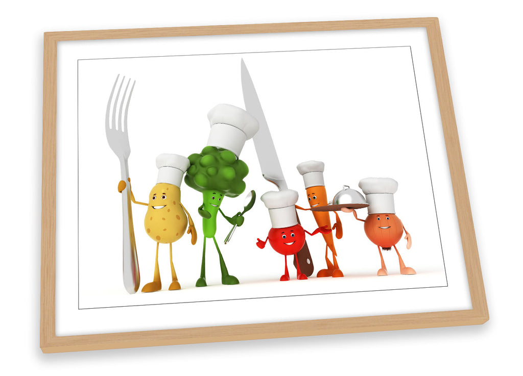 Kitchen Vegetable Characters Framed