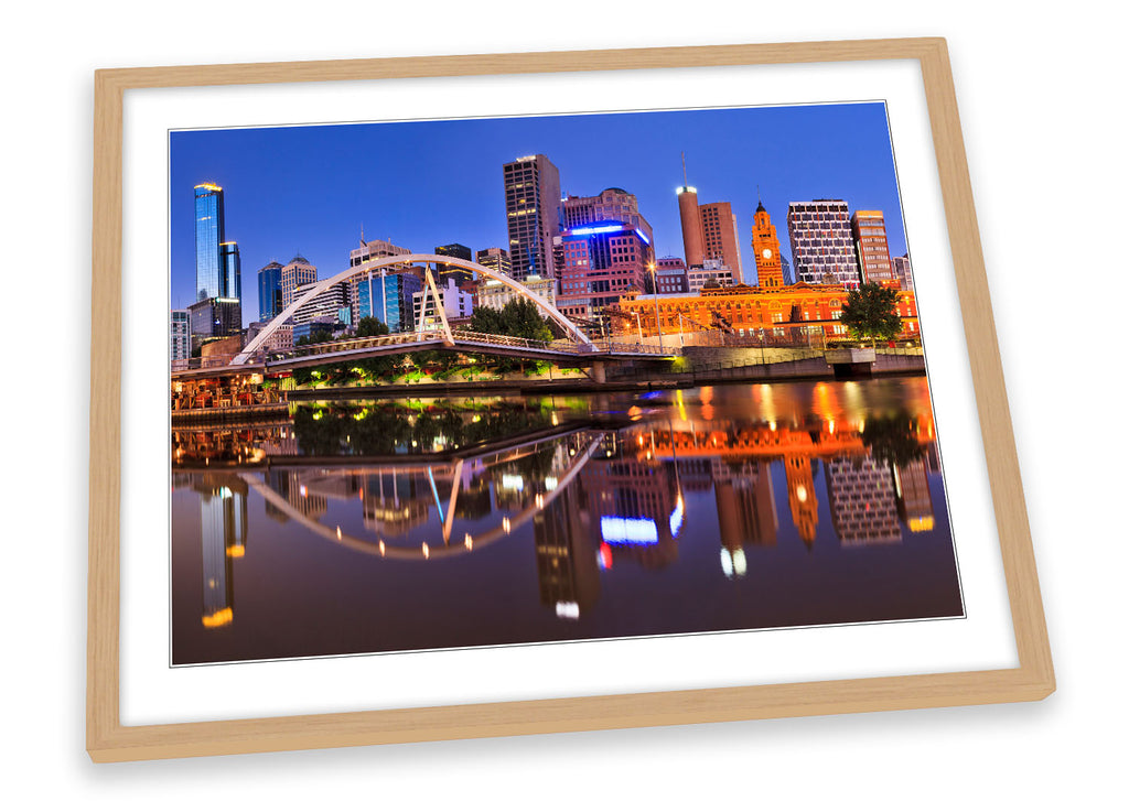 Melbourne City Skyline River Framed