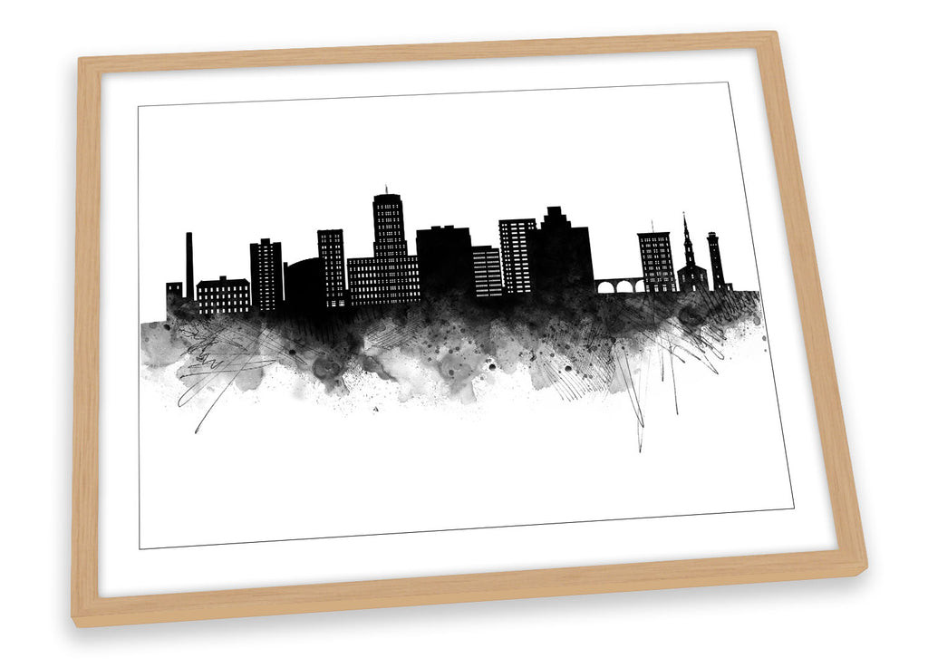 Reading USA Abstract City Skyline Black Framed