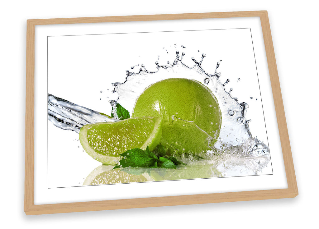Lime Citrus Fruit Splash Kitchen Green Framed
