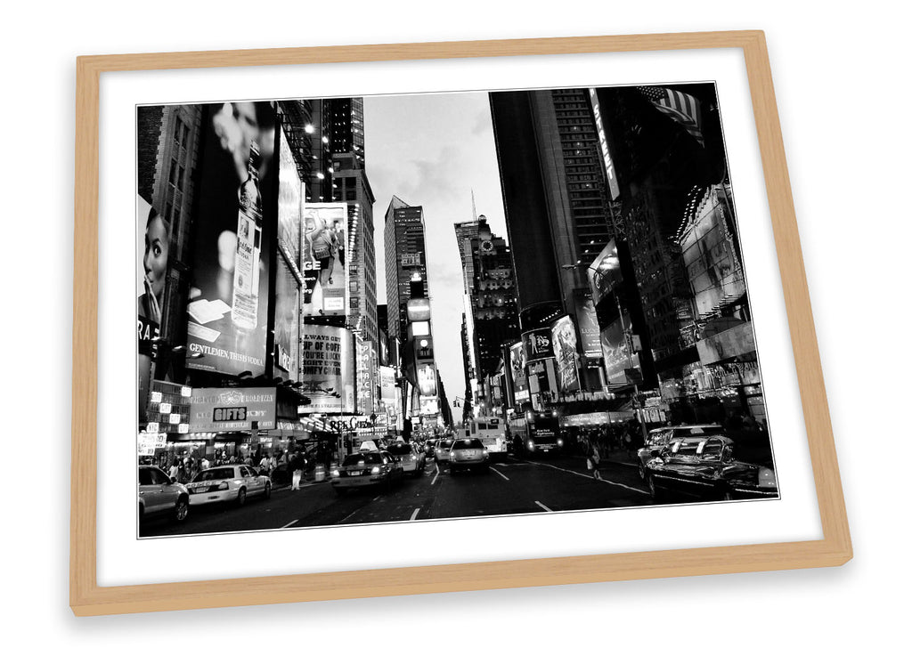 Times Square New York City Scene B&W Framed