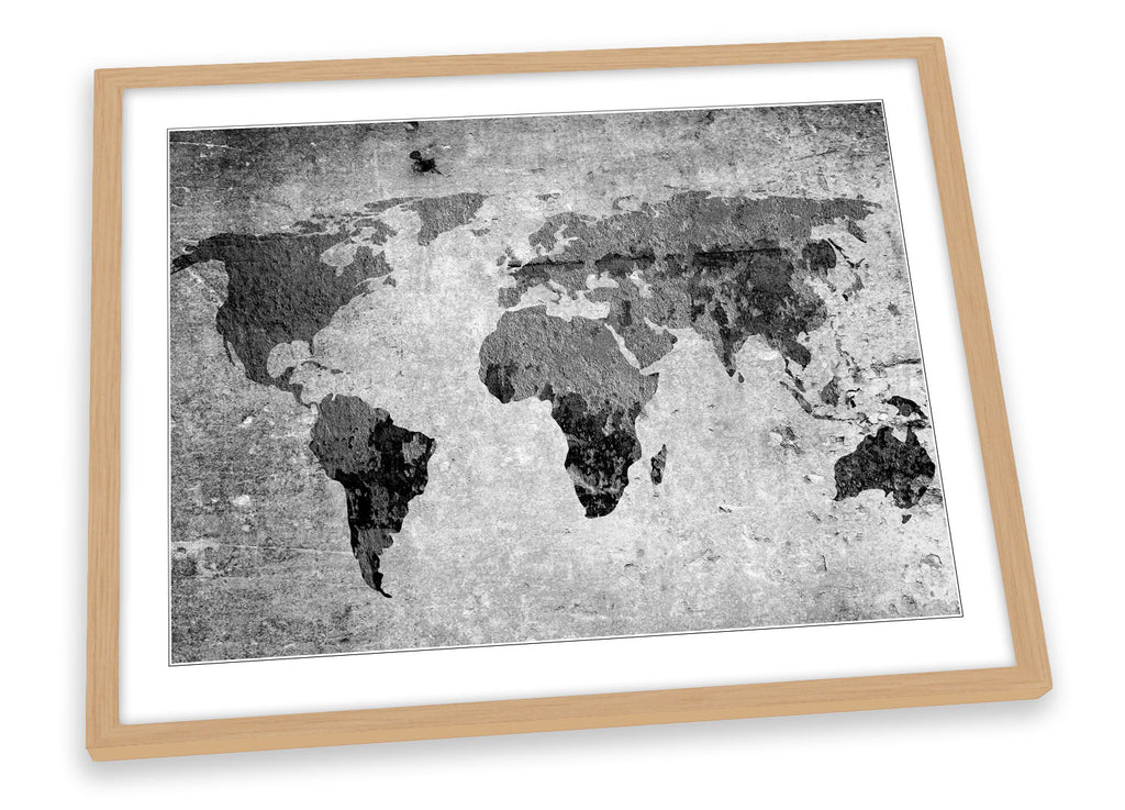 World of the Map Distressed B&W Framed
