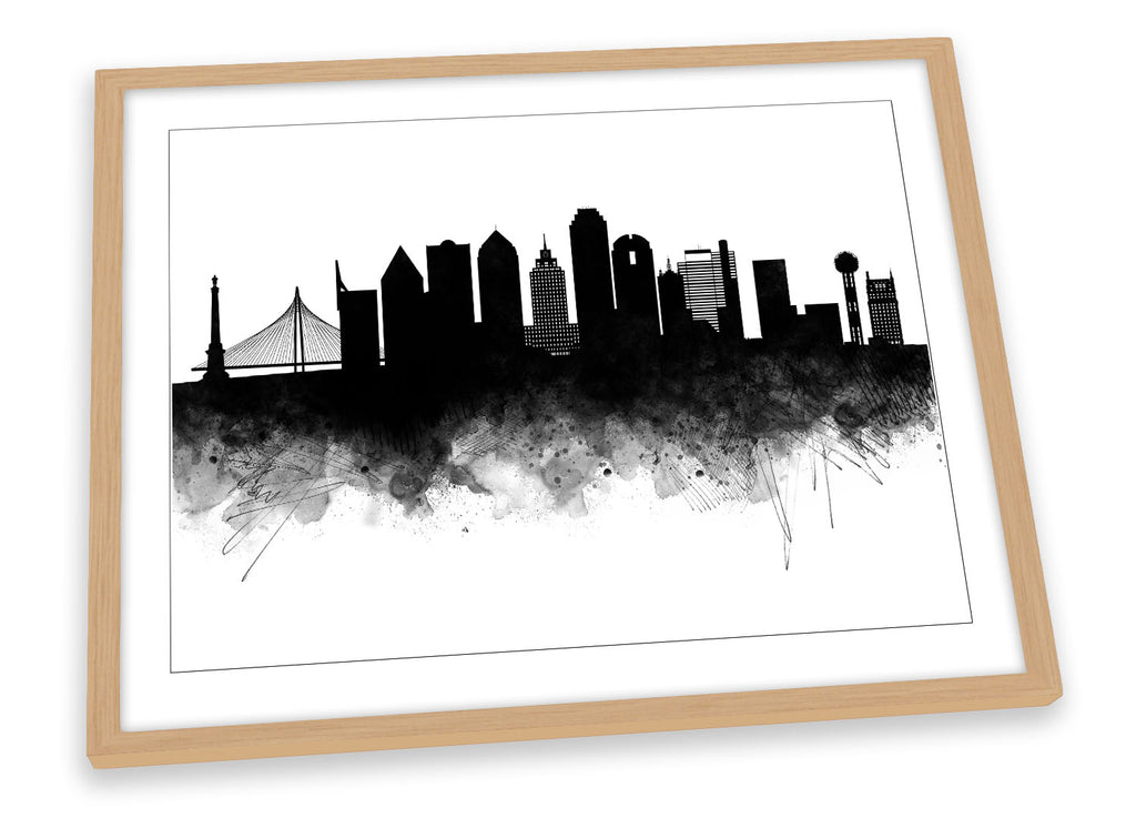 Dallas Abstract City Skyline Black Framed