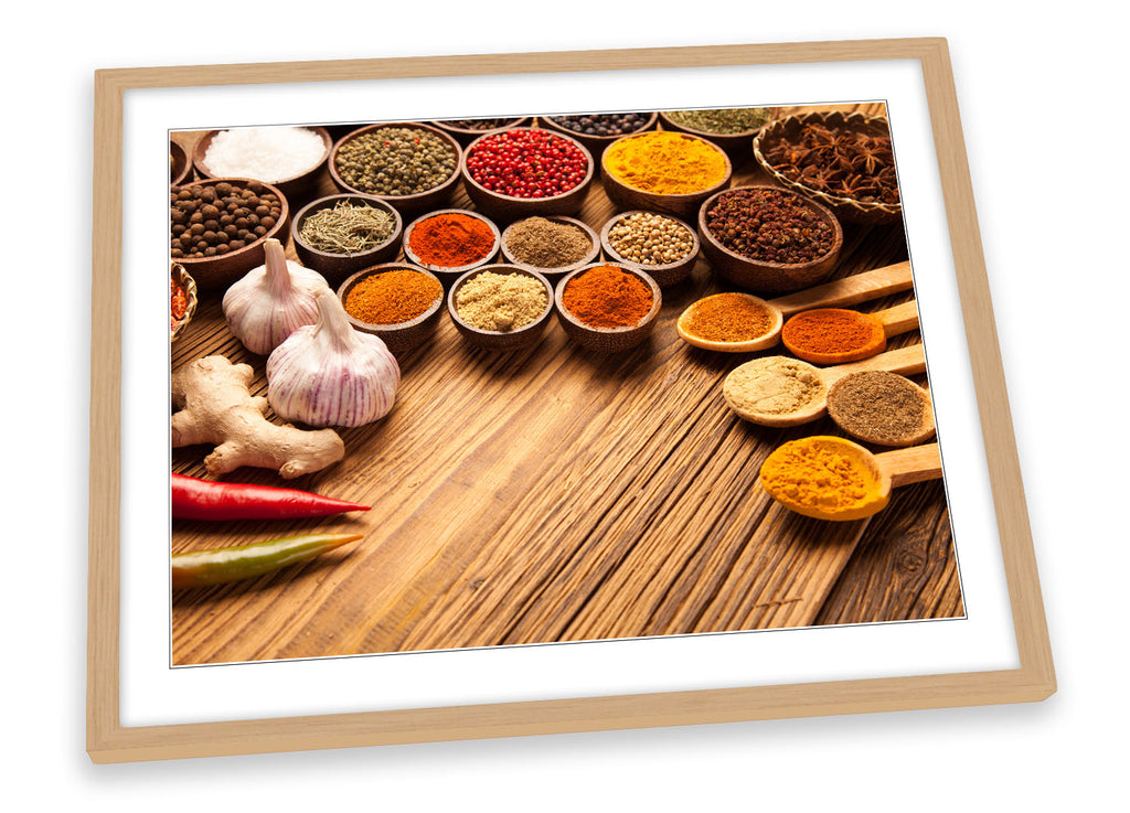 Indian Curry Spices Herbs Framed