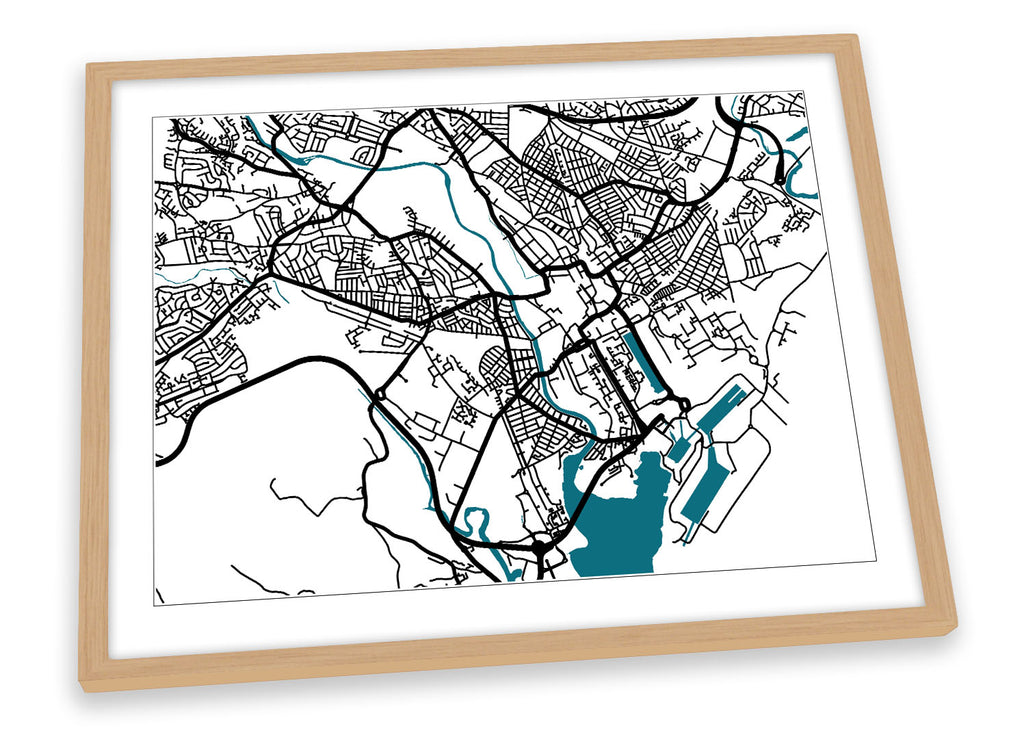 Cardiff Map City Wales Minimalistic Modern Framed