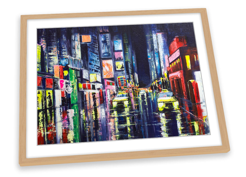 New York Times Square Multi-Coloured Framed