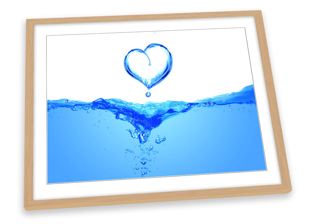 Heart Water Splash Bathroom Blue Framed