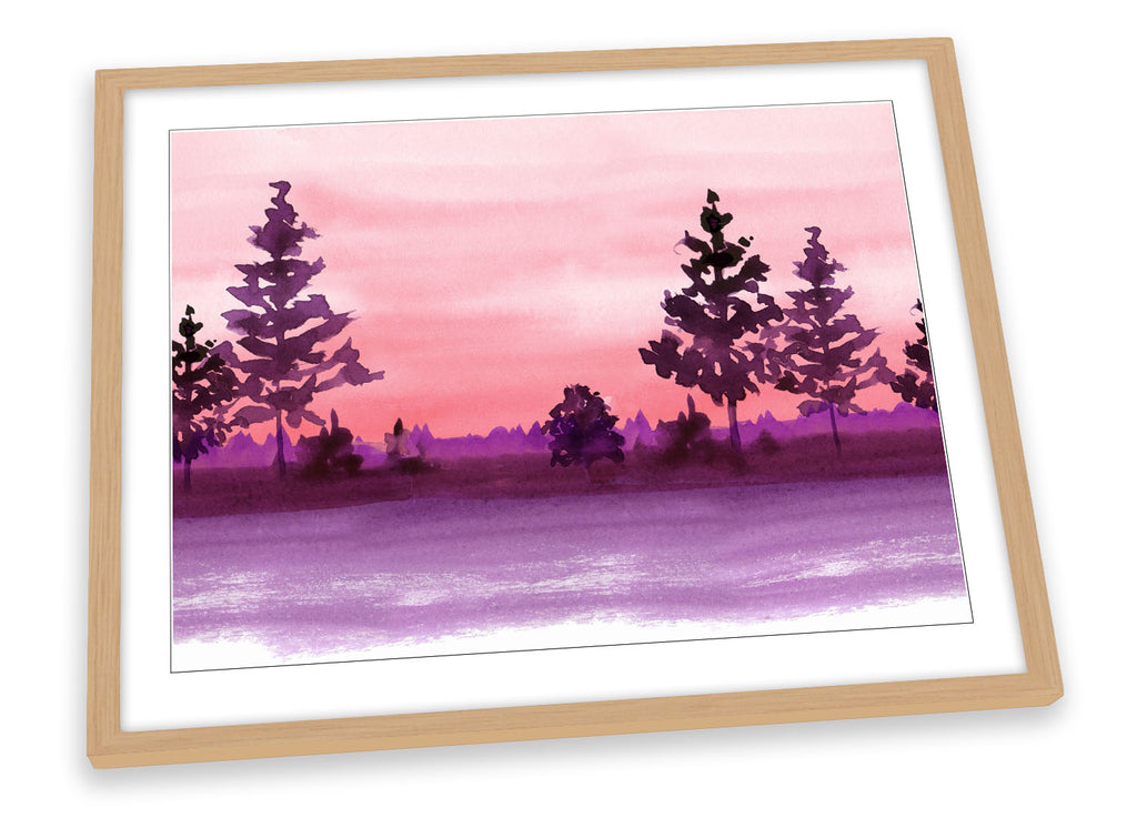 Pink Landscape Purple Trees Framed
