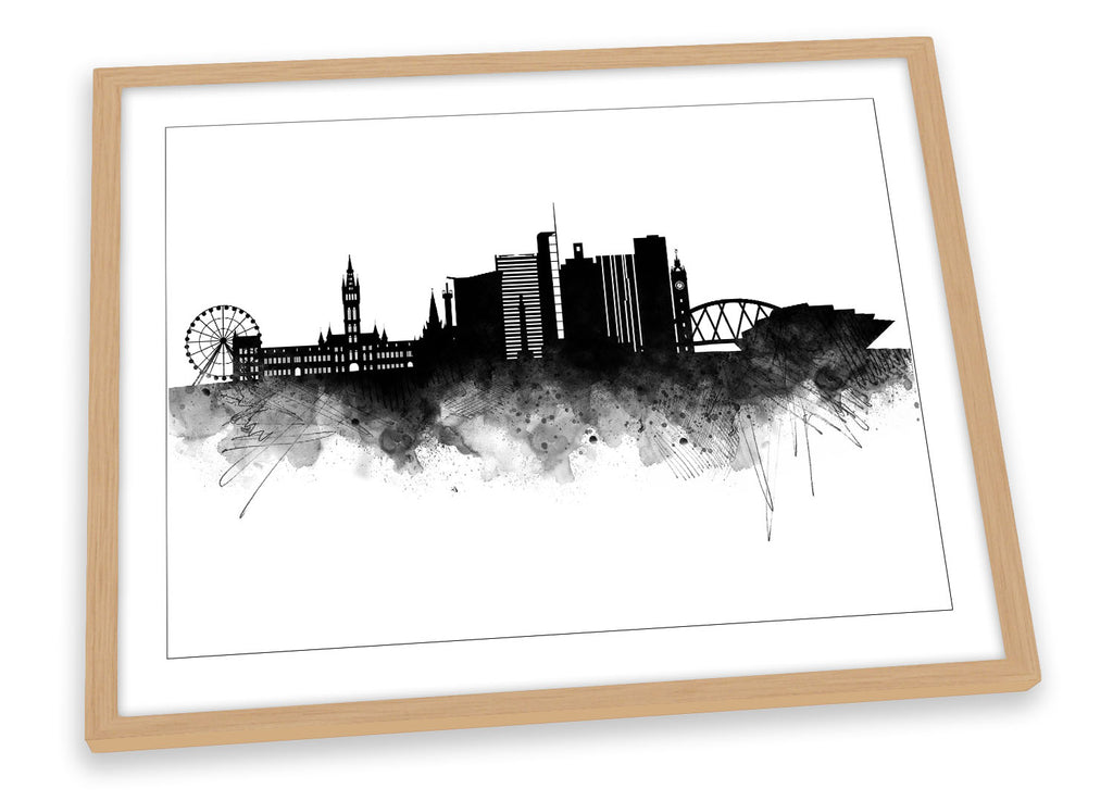 Glasgow Abstract City Skyline Black Framed