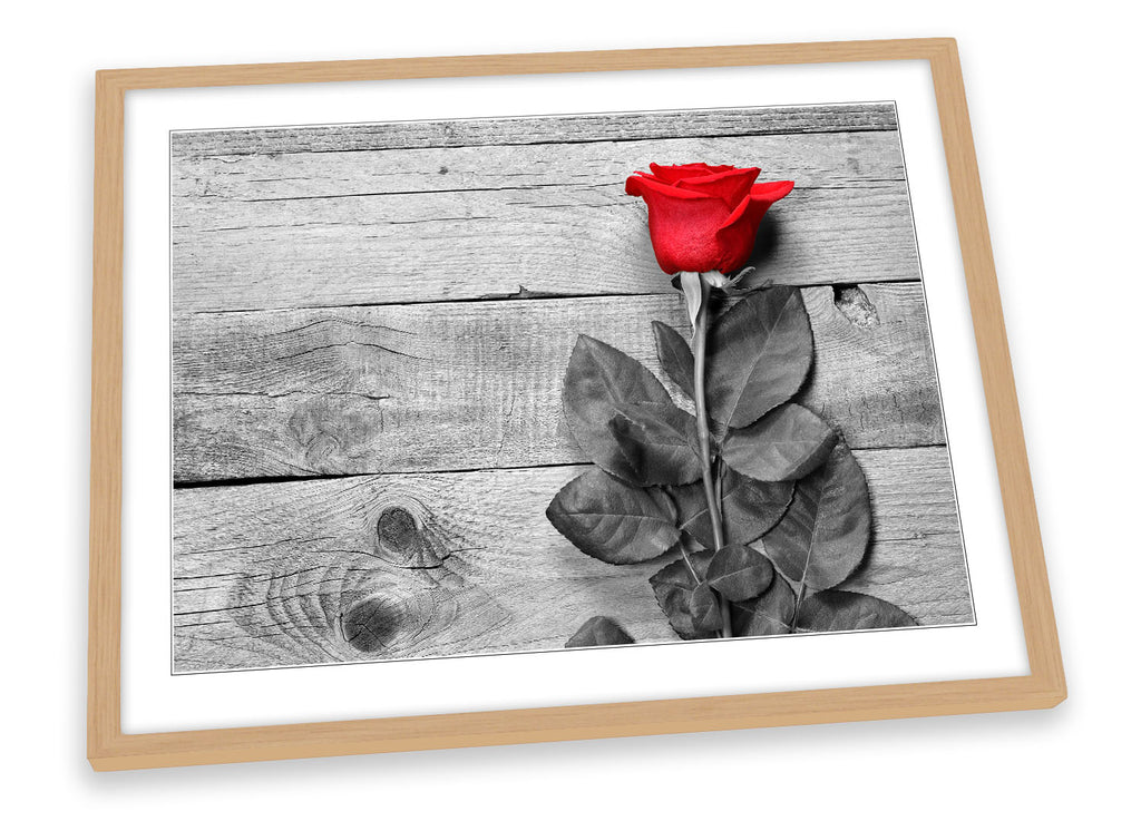 Red Rose Floorboards Flower Framed