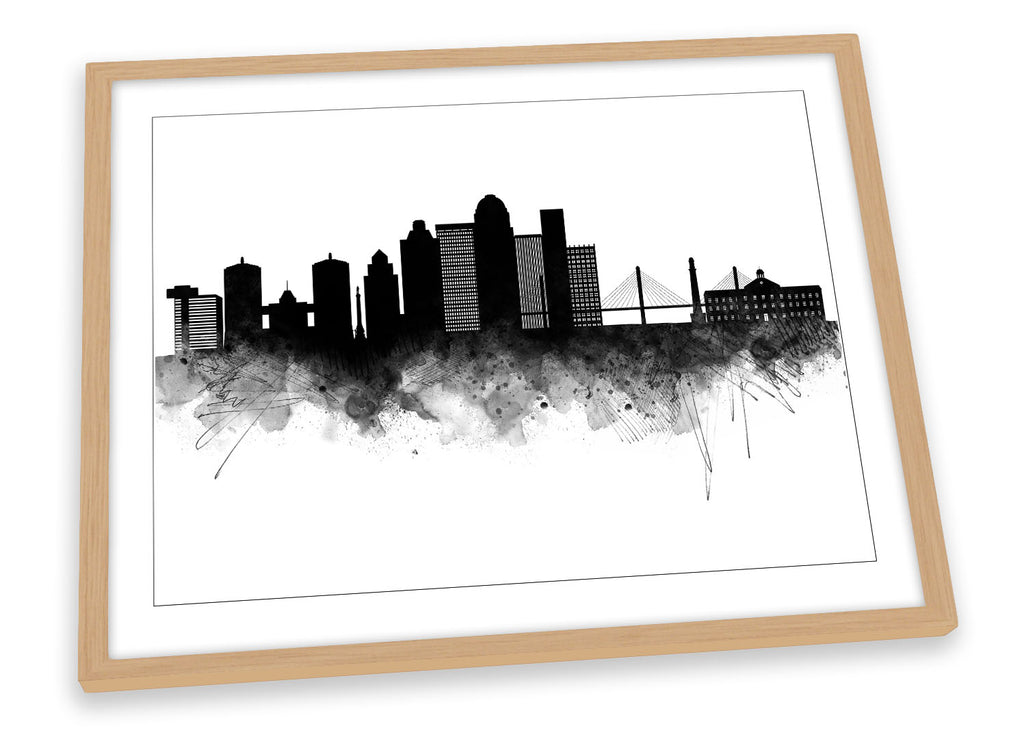 Louisville Abstract City Skyline Black Framed