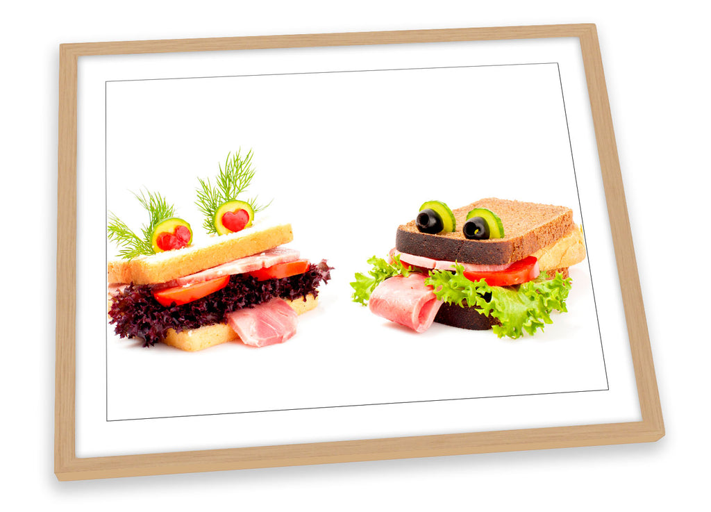 Funny Sandwiches Food Kitchen White Framed