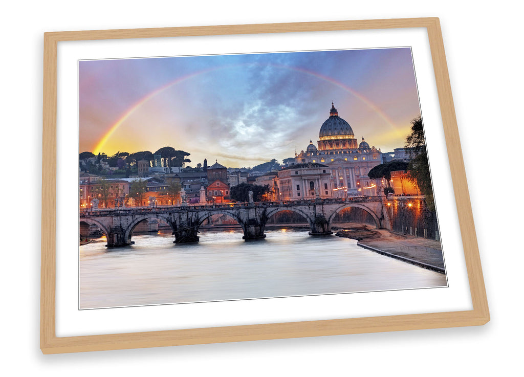 Rome Italy Bridge City Sunset Framed