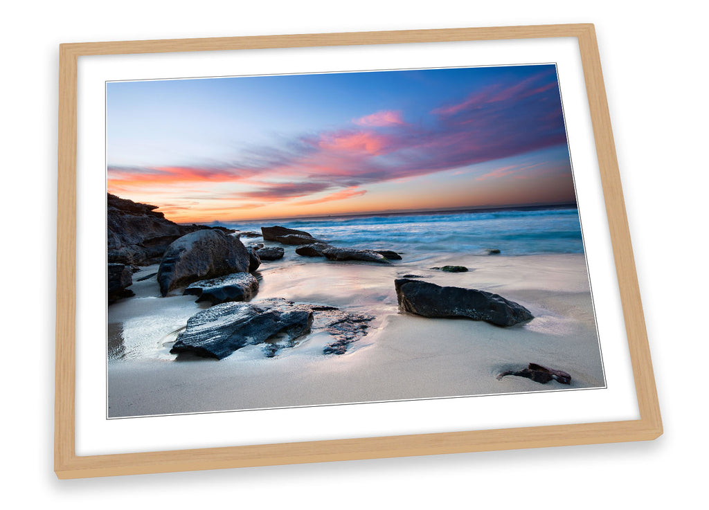 Seascape Sunset Beach Framed