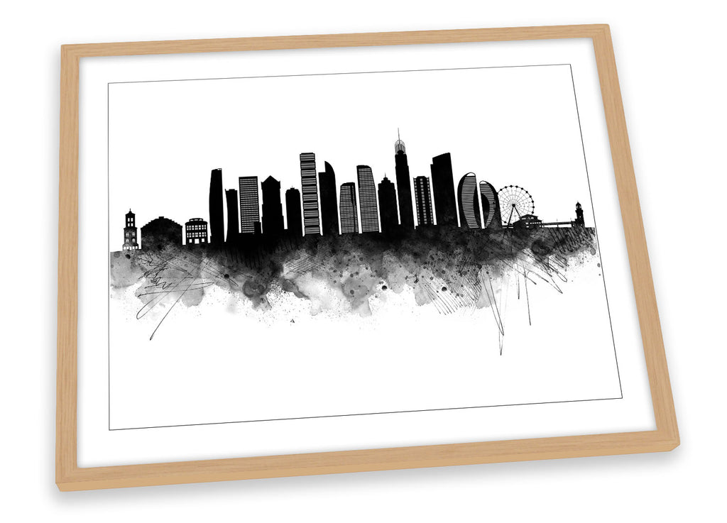Gold Coast Abstract City Skyline Black Framed