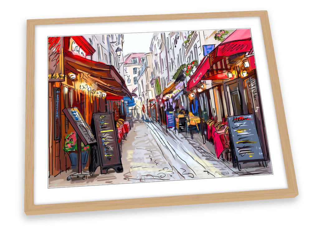 Cafe Streets Paris Coffee Multi-Coloured Framed