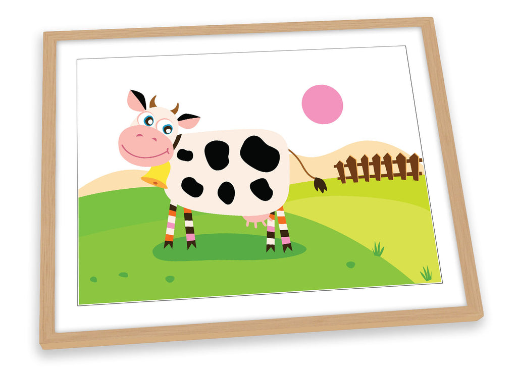 Cartoon Cow Kids Room Framed