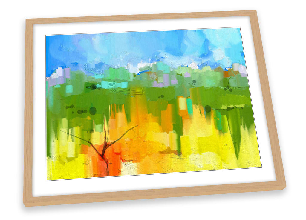 Abstract Floral Forest Green Framed