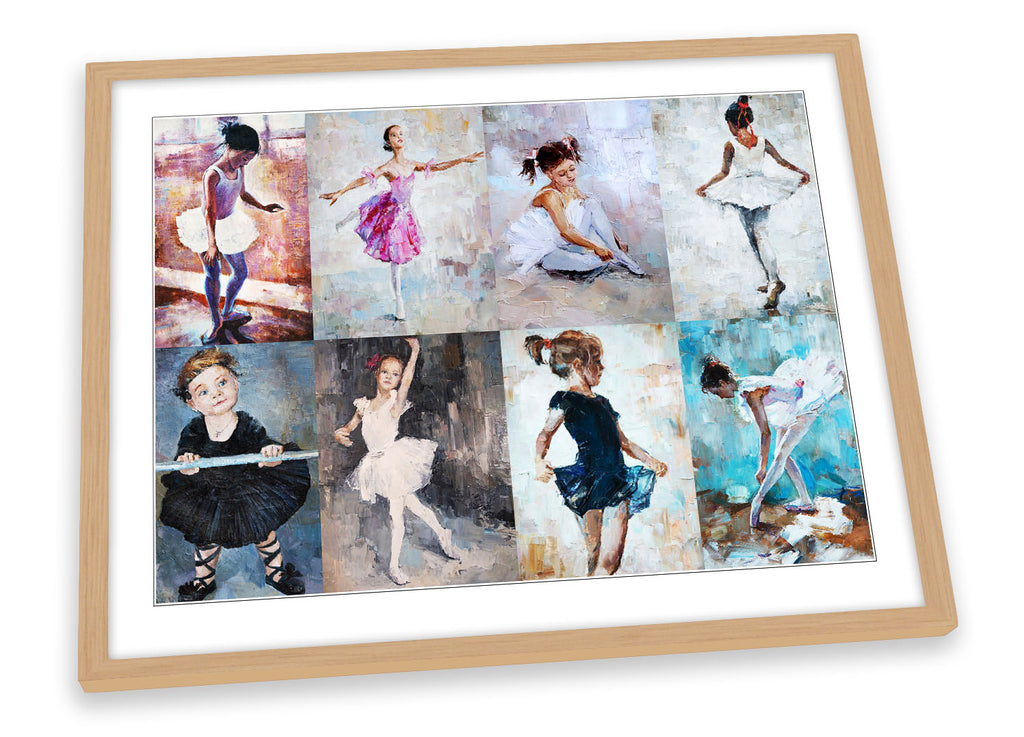 Ballerina Dancers Collage Multi-Coloured Framed