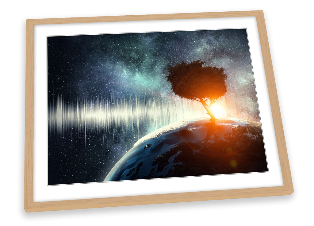 Planet Earth Tree Outer Space Black Framed