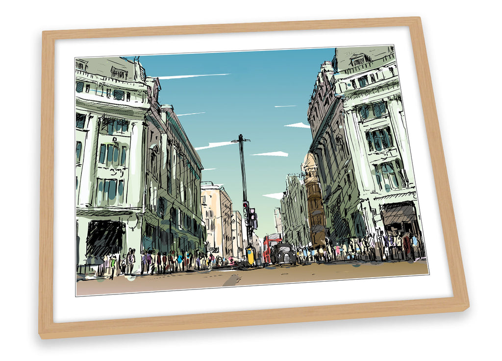 London Regent Street Multi-Coloured Framed