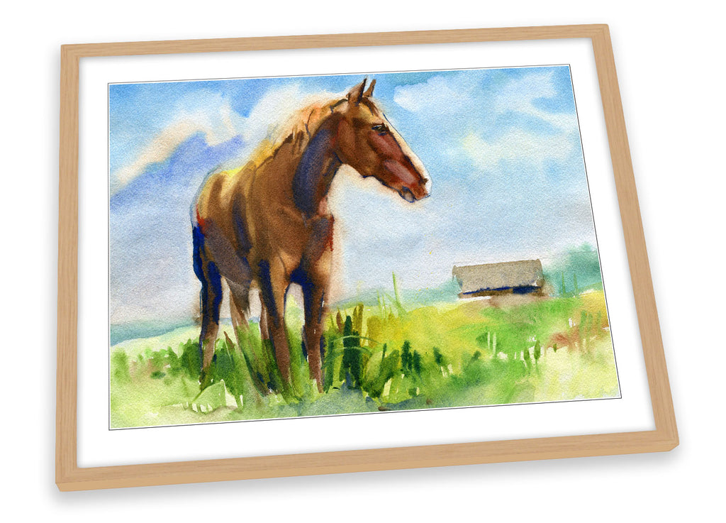 Horse Watercolours Repro Framed