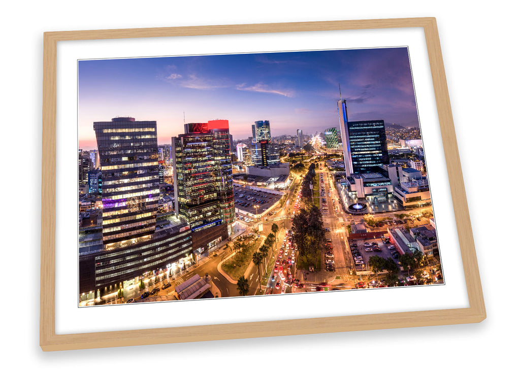 Lima City Skyline Peru Multi-Coloured Framed