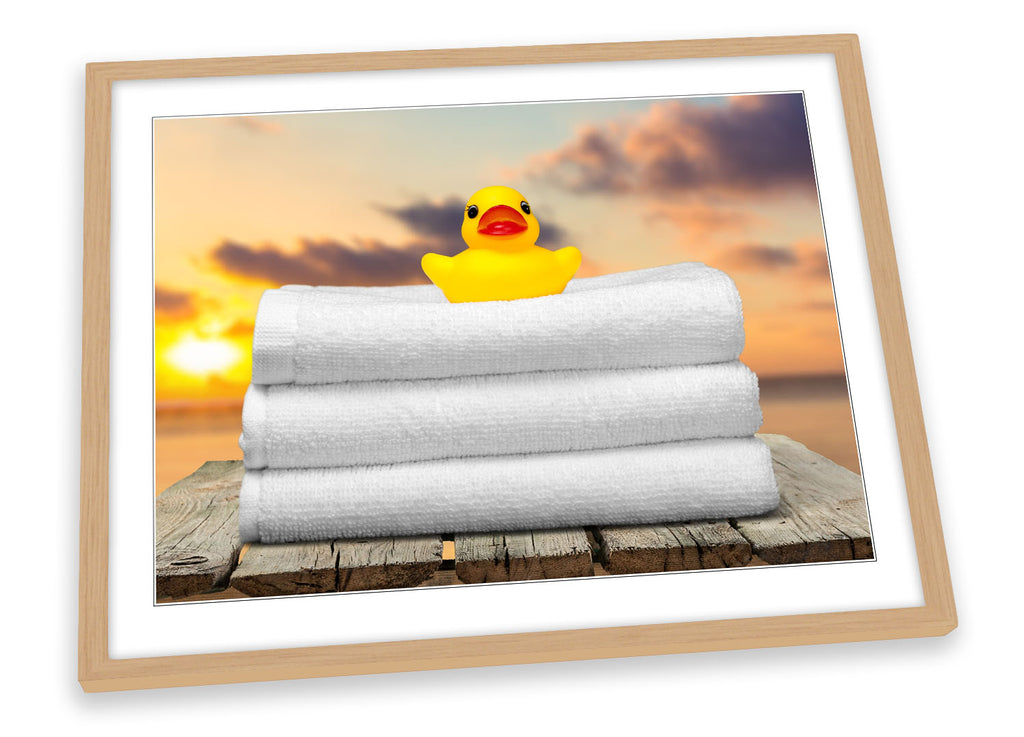 Rubber Duck Towel Sunset Orange Framed