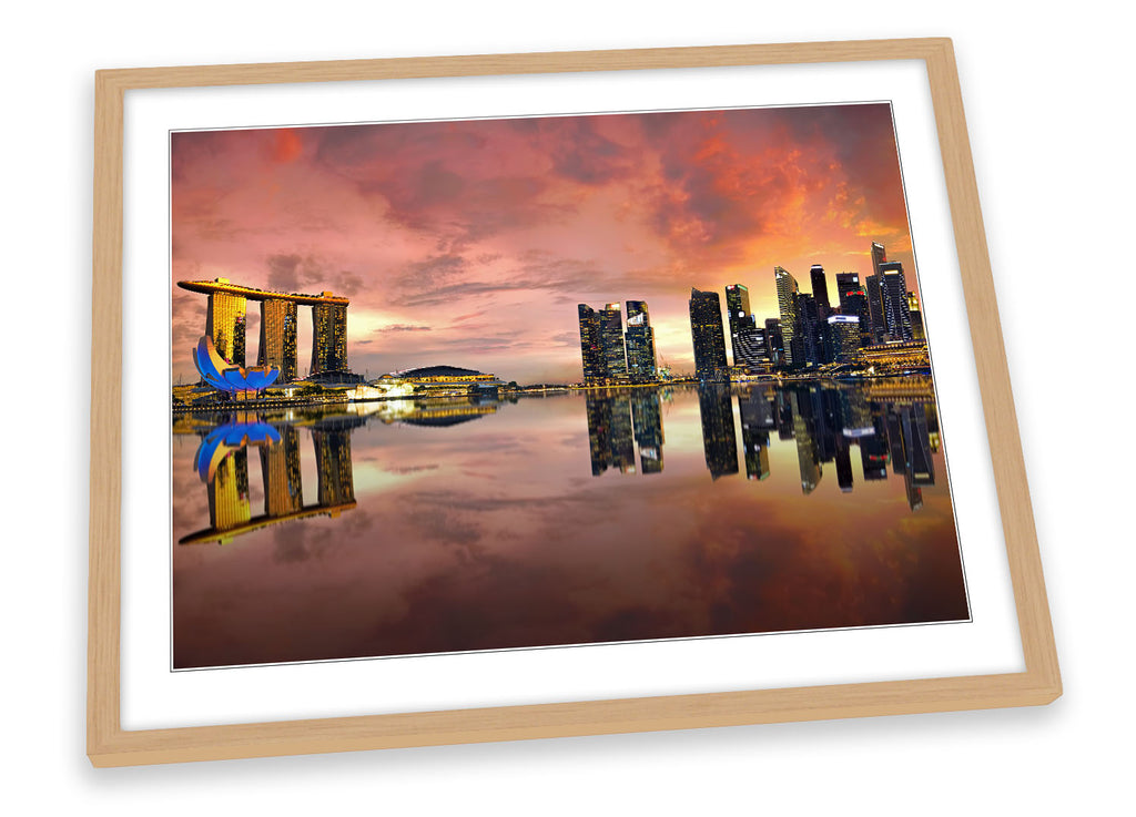 Singapore Skyline City Sunset Framed