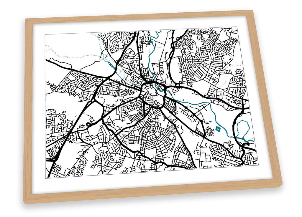 Derby Map City Minimalistic Modern Framed