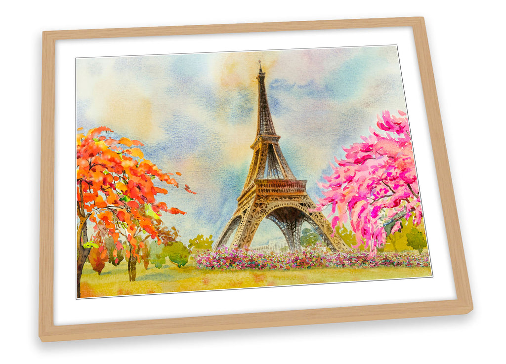 Eiffel Tower Pink Floral Framed