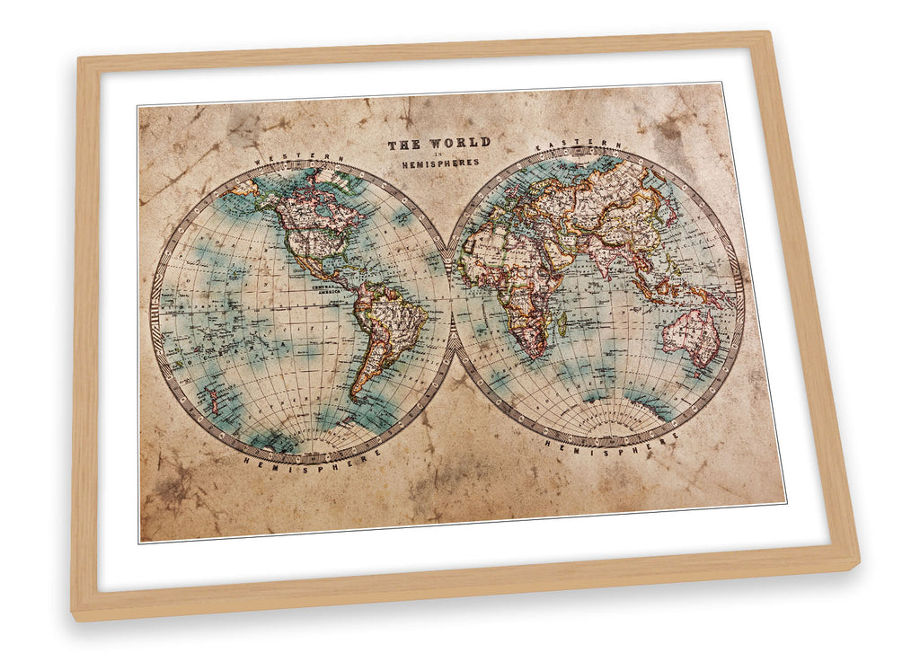 Old Antique World Map Framed
