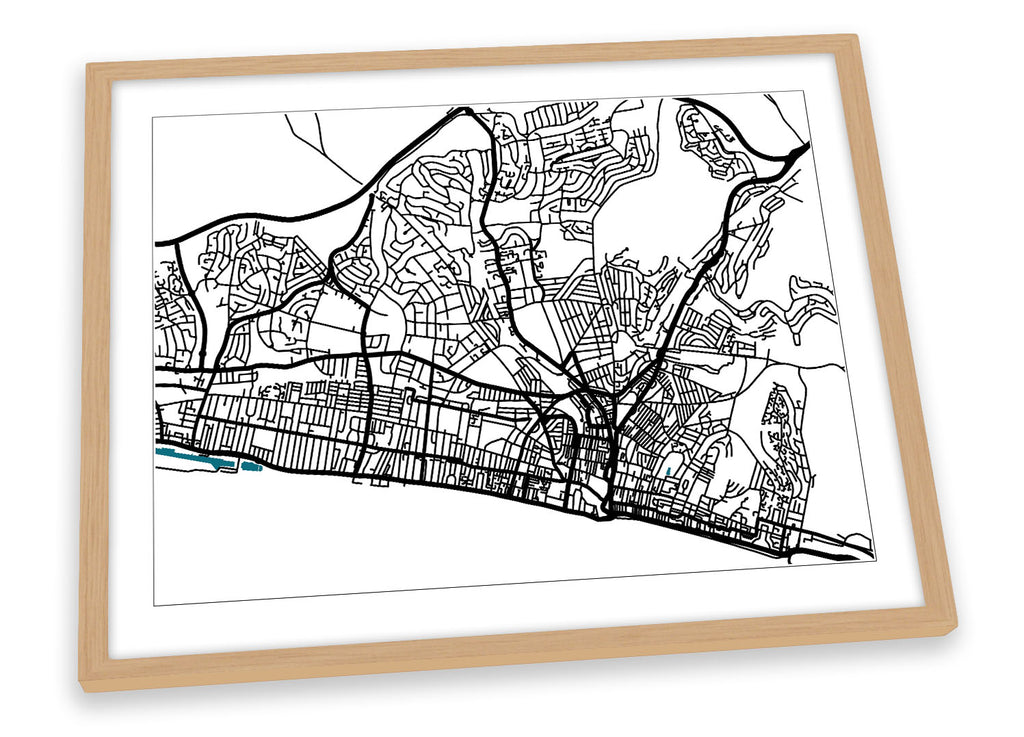 Brighton Map City Minimalistic Modern Framed