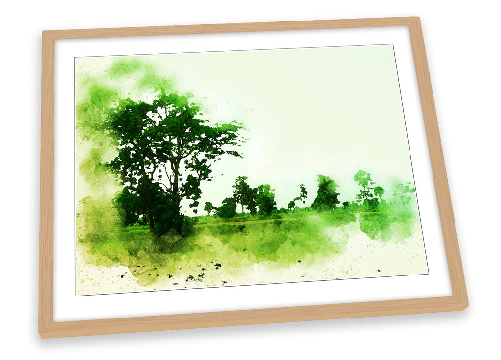 Abstract Landscape Trees Green Framed