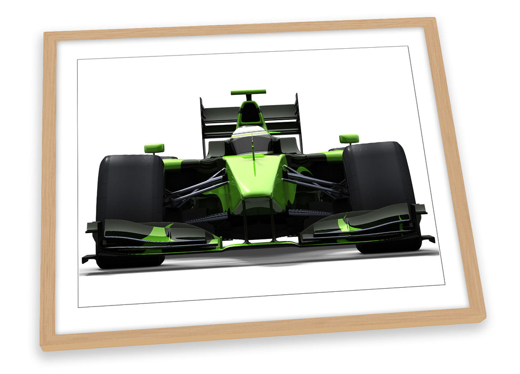 Green Race Car Formula One Framed