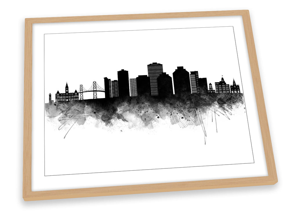 Halifax USA Abstract City Skyline Black Framed