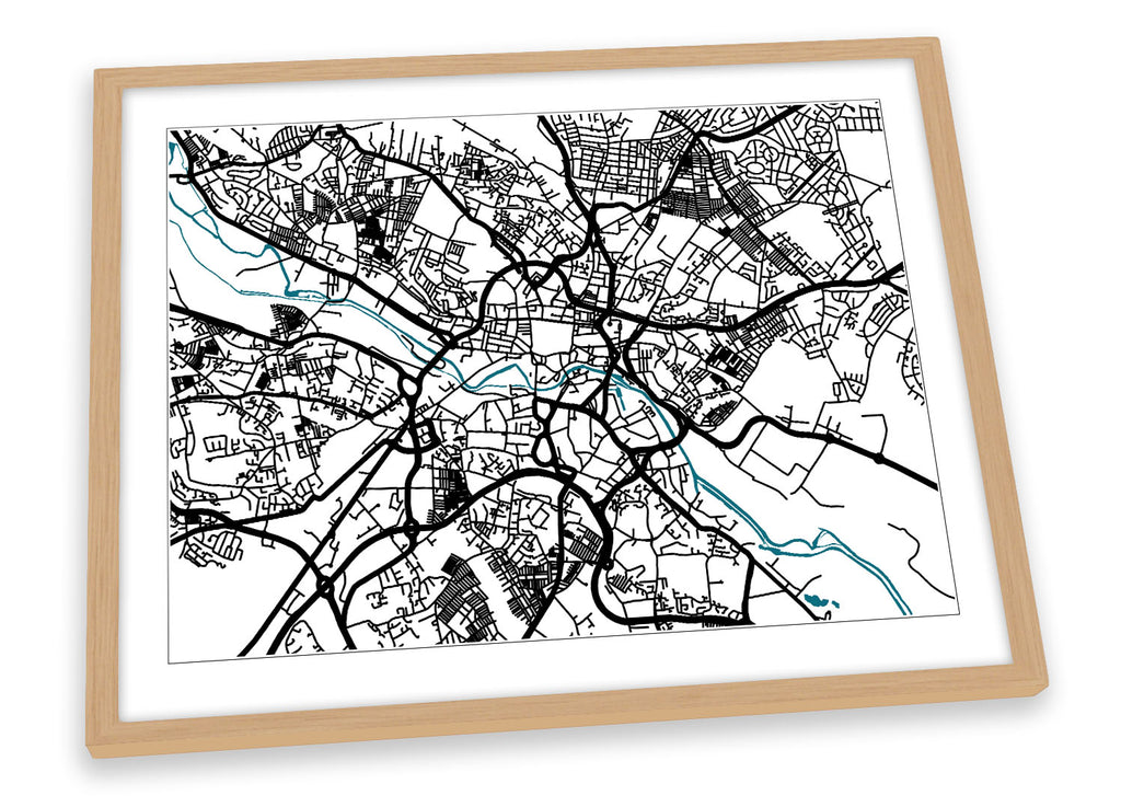 Leeds Map City Minimalistic Modern Framed