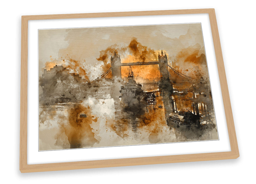 London Tower Bridge Abstract Brown Framed