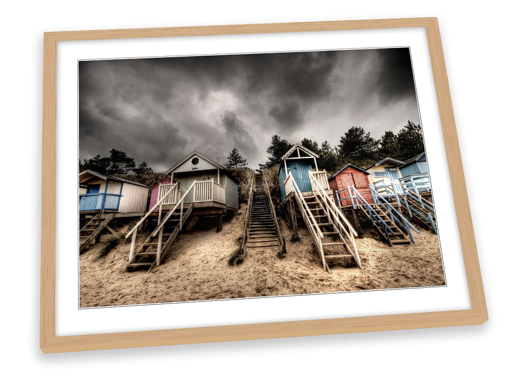 Beach Huts Seaside Framed